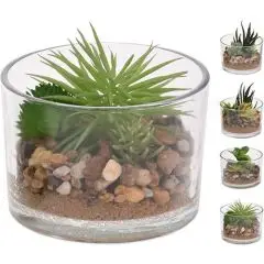 Kunstig plante i glas skål - 