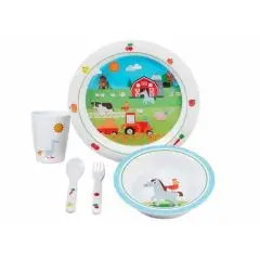 Børneservice med bondegårds motiv - Servicesæt